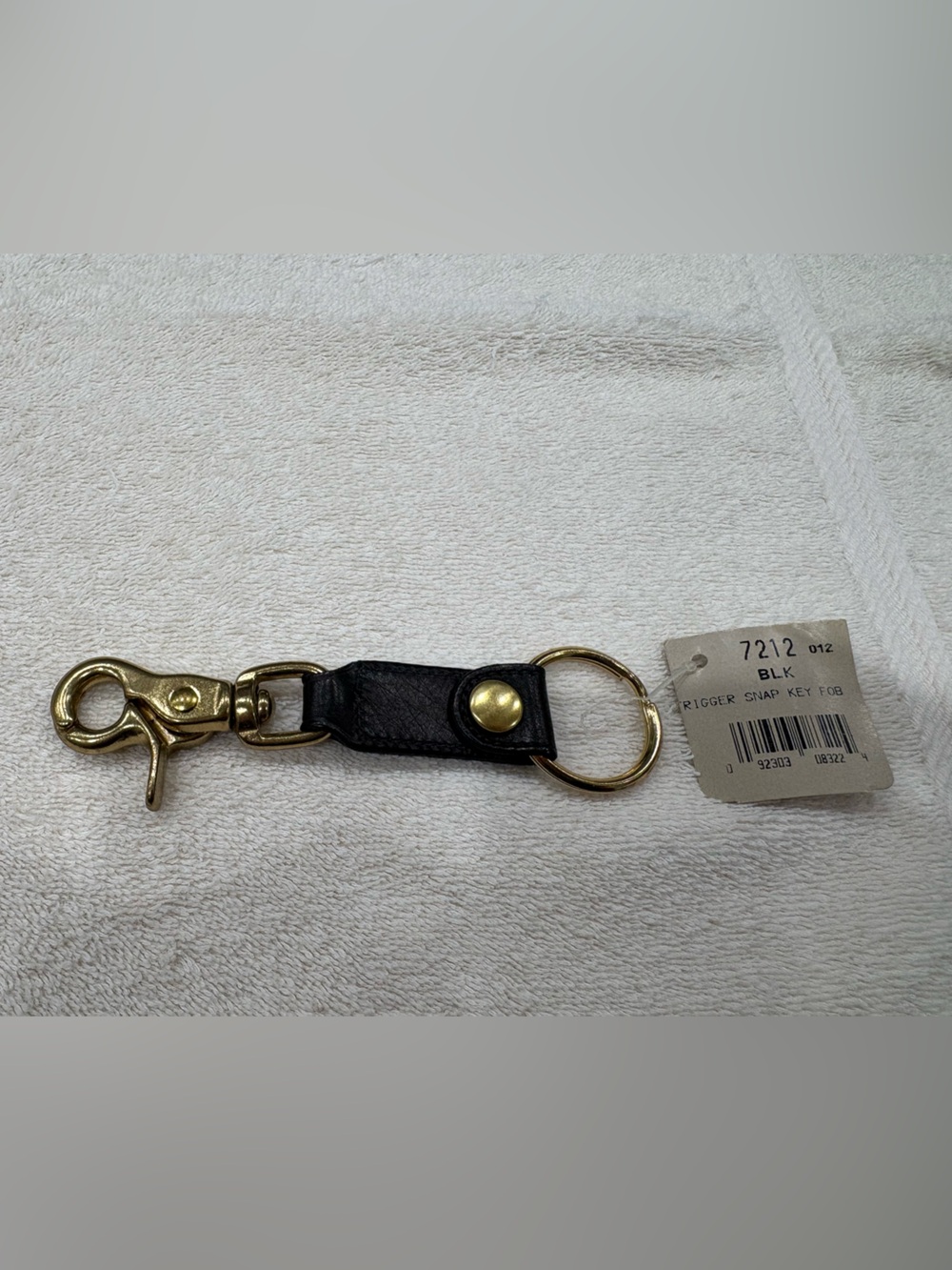 NWT Vintage Coach Black Leather Trigger Snap Key Fob 7212 Brass Hardware - Picture 2 of 5